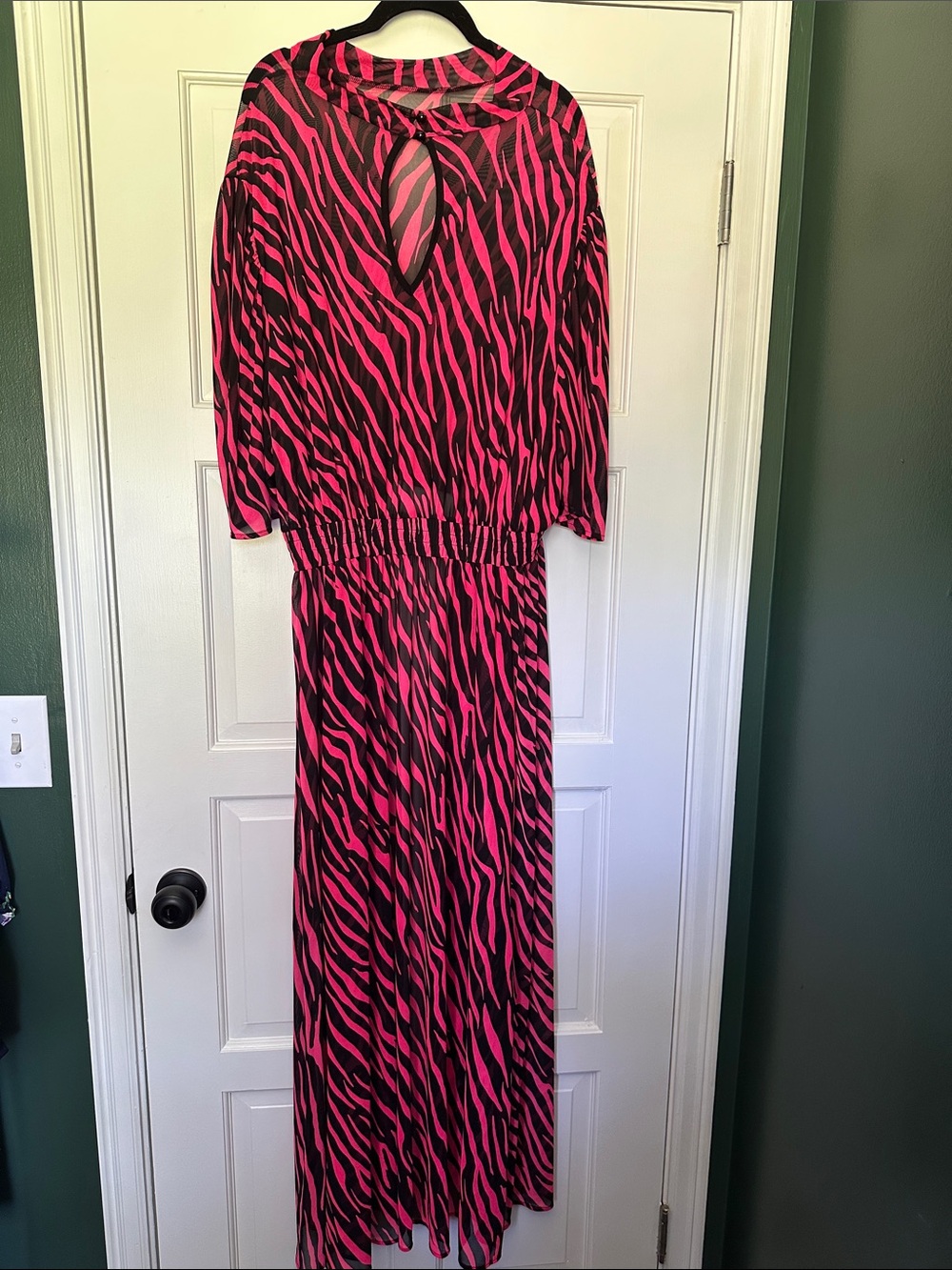 Karen-T Design Pink and Black Striped Swim Coverup With Open Front - Picture 6 of 8